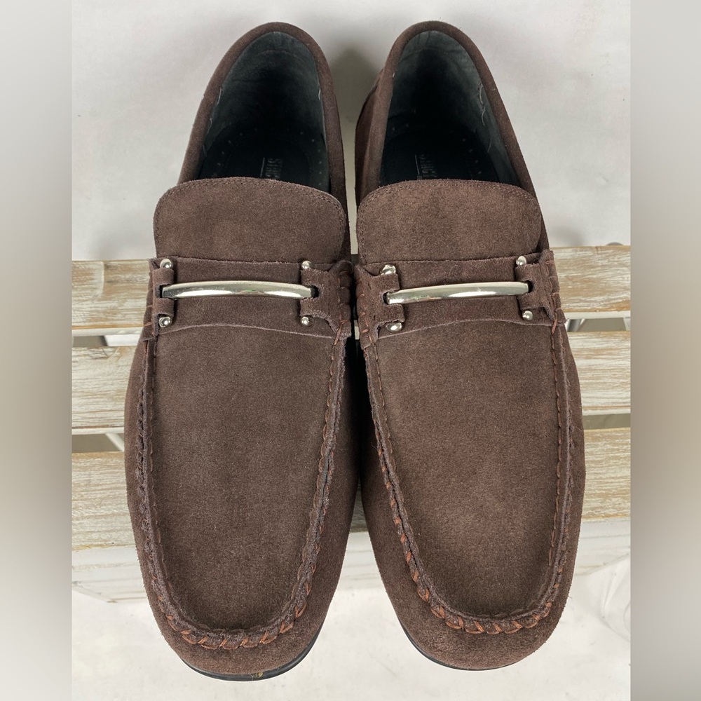 Stacy Adams Mens Memory Foam Dark Brown Leather Loafer slip on Horse bit 14M - Picture 3 of 13